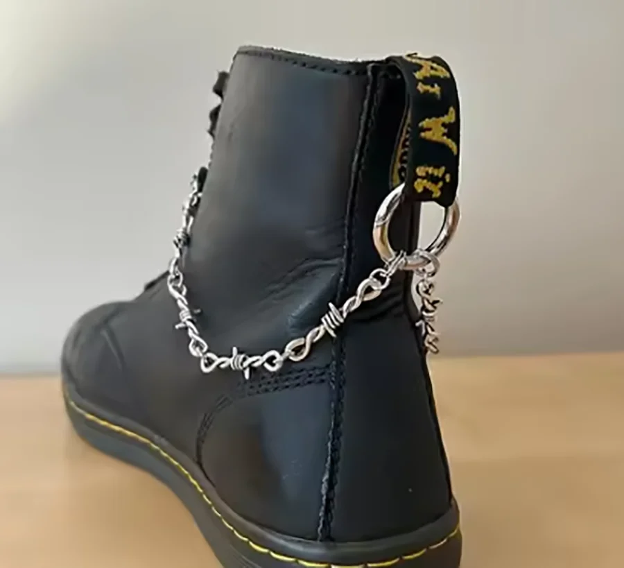 1pair/2pcs Gothic Punk Style Detachable Double Thorn Shoe Decor Chain Easy-Release Buckle Mechanism Ideal DIY Fashion Accessory
