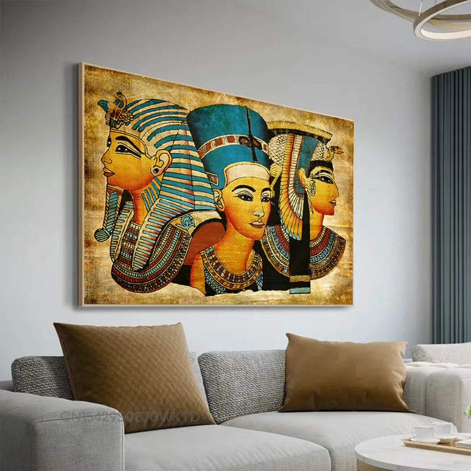 Retro Egypt Pharaoh Character Poster Ancient Egyptian Decorative Canvas Painting Wall Art Picture Vintage Living Room Home Decor