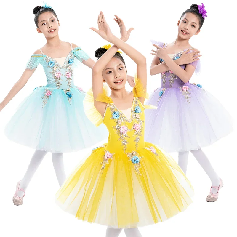 Jupe de ballet pour enfants, jupe de danse pour filles, vêtements pour artistes de ballet, jupe de danse pour enfants, vêtements de groupe pour spectacles sur scène