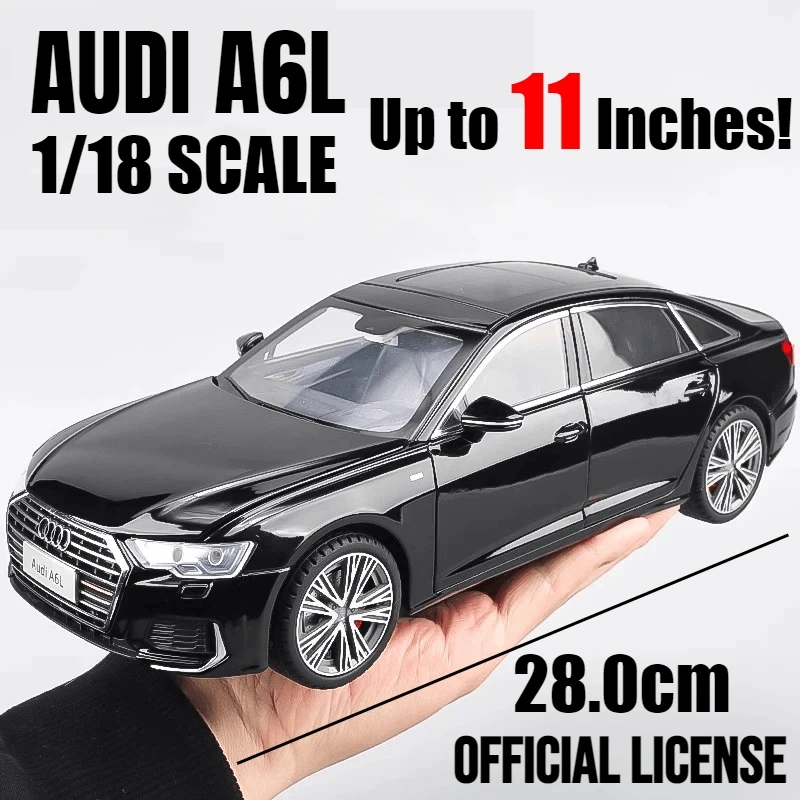 

1/18 Audi A6L модель игрушечного автомобиля, литой под давлением сплав металла, миниатюрный автомобиль с откатным звуком, свет, коллекция, подарок для мальчиков, детей