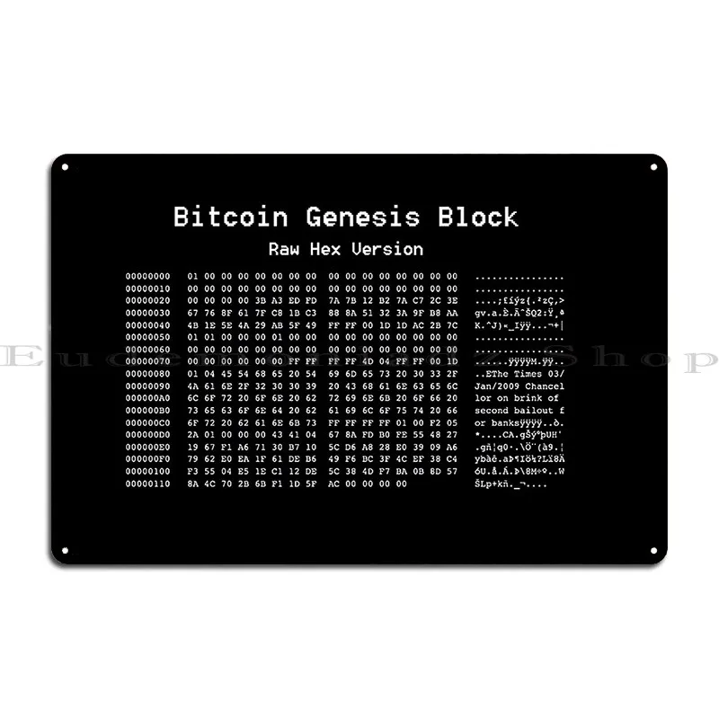 Bitcoin Genesis Block Metal Signs Club Kitchen Designing Design Kitchen Tin Sign Poster