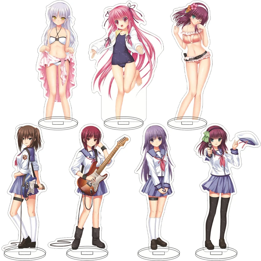 Figura Acrílica de Anime de 16 CM, Angel Beats! Regalos de cosplay de Nakamura Yuri, Tachibana Kanade, Yoshioka Yui e Irie Miyuki: Adornos de pie