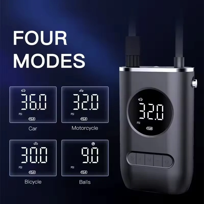 Car Motorcycle Air Pump Portable Mini Self Propelled Electric Tire Pump Handheld Wireless Digital Display Mounted Inflation Pump
