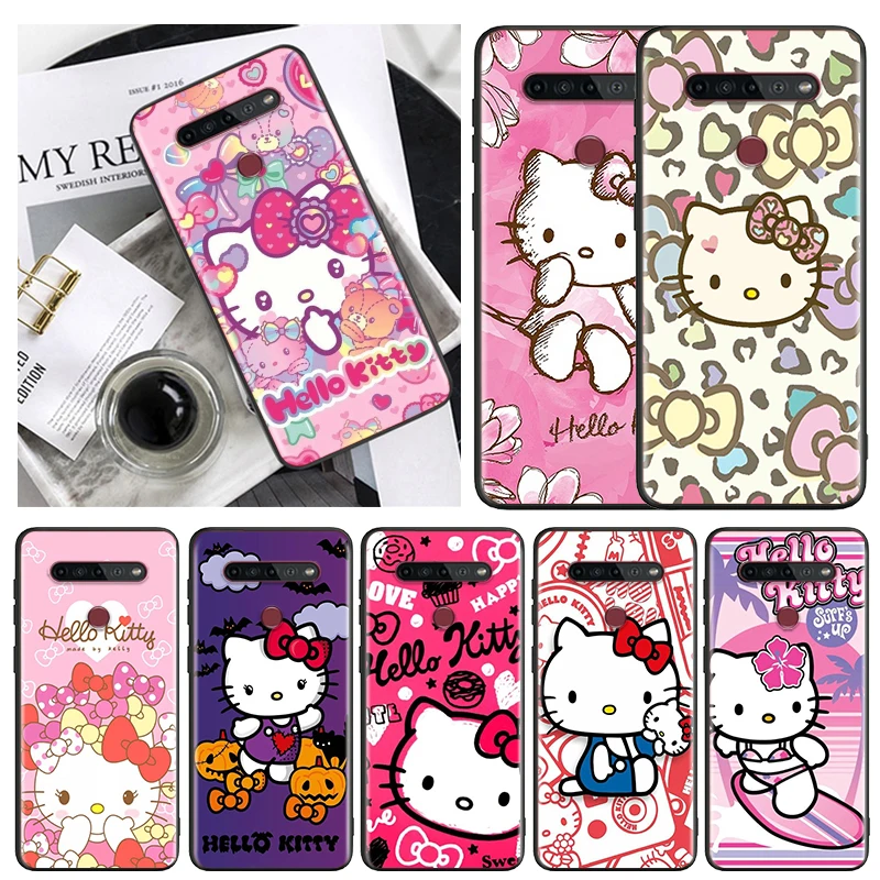 Sanrio Hello Kitty Cute Phone Case Black For LG Q60 V60 V50S V50 V40 V35 V30 K92 K71 K61 K62 K51S K42 K41S K50S K22 G8S ThinQ