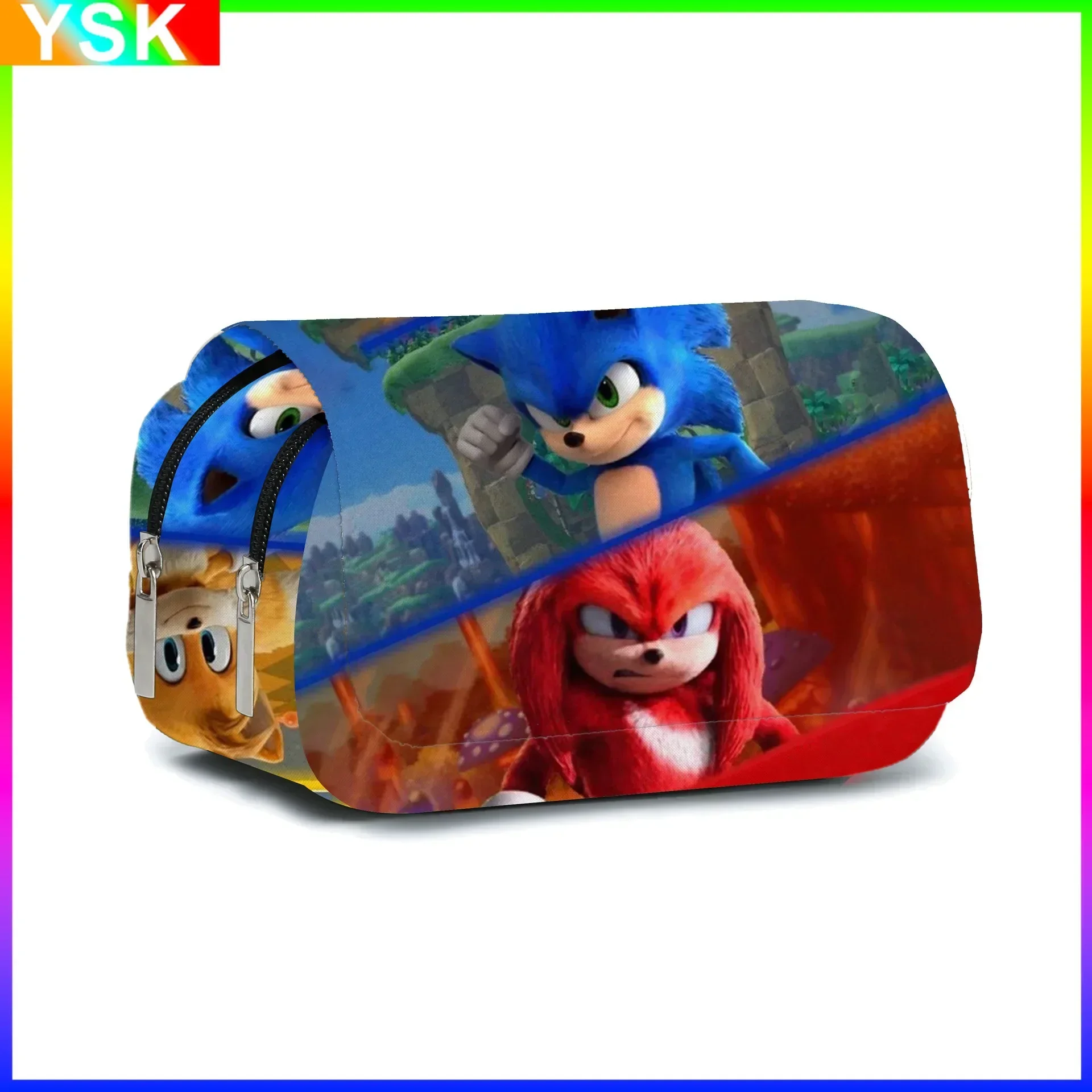 3D New SONIC Cartoon Sonic Cross-border astuccio per matite a doppio strato astuccio per cancelleria per studenti delle scuole primarie e secondarie