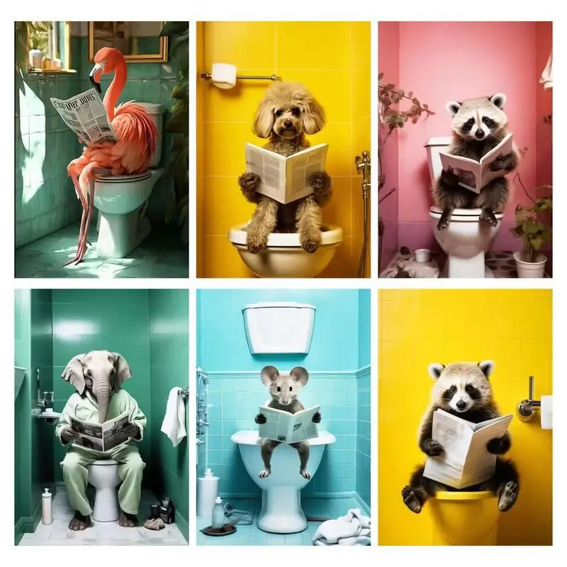 

CHENISTORY DIY Pictures By Number Animal toilet Kits Home Decor Painting By Numbers Drawing On Canvas HandPainted Art Gift