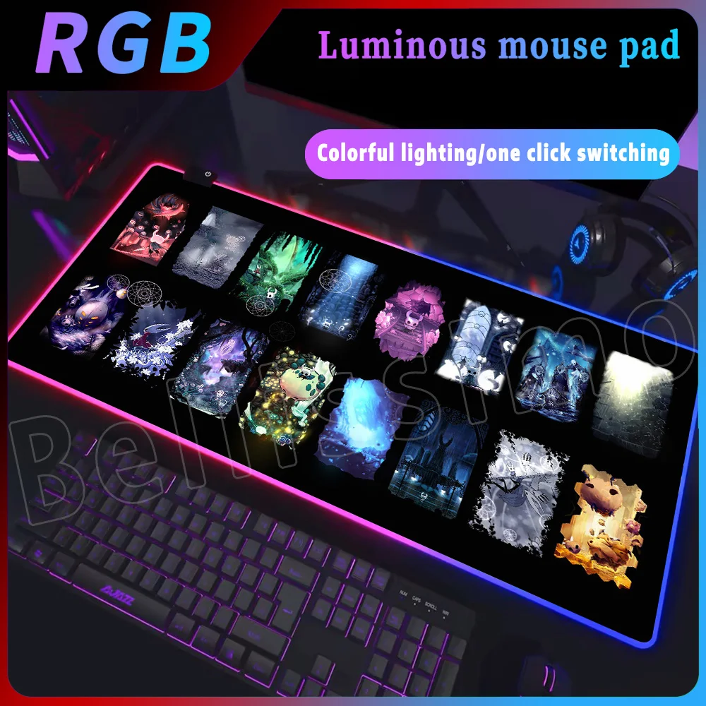 

Hollow Knights Mousepad Large Size Desktop Protector RGB Desk Mat Gaming Accessories Gamers Office Anime Mouse Pad Laptop Carpet