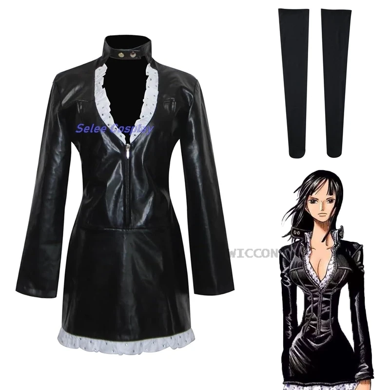 Nico All Sunday Cosplay Robin Costume Wig 1PC Black Sexy Uniform Clothes Anime Comic Devil Child Cosplay Women Halloween Party