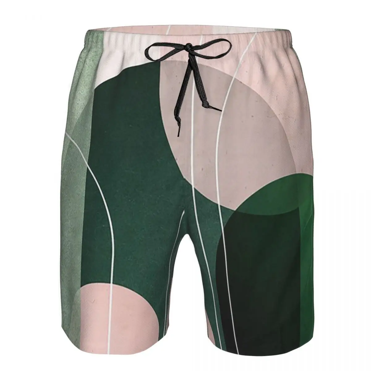Mid Century Arches In Pink And Green Trunks Beach Board Shorts Casual Quick Dry Swim Summer Men Pants