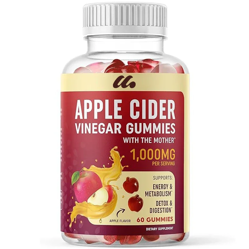 

Organic apple cider vinegar gummies containing vitamins B6, B12, and folic acid | Abdominal fat burner | Vegetarians -60 pills