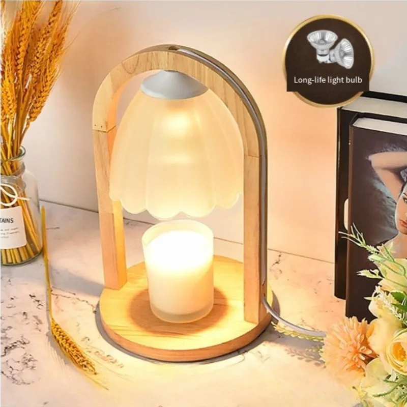 

Nordic Wooden Table Lamp - Candle Holder & Night Light 220V/110V Timing Dimming For Bedroom Home Decor Gift Couple Gifts