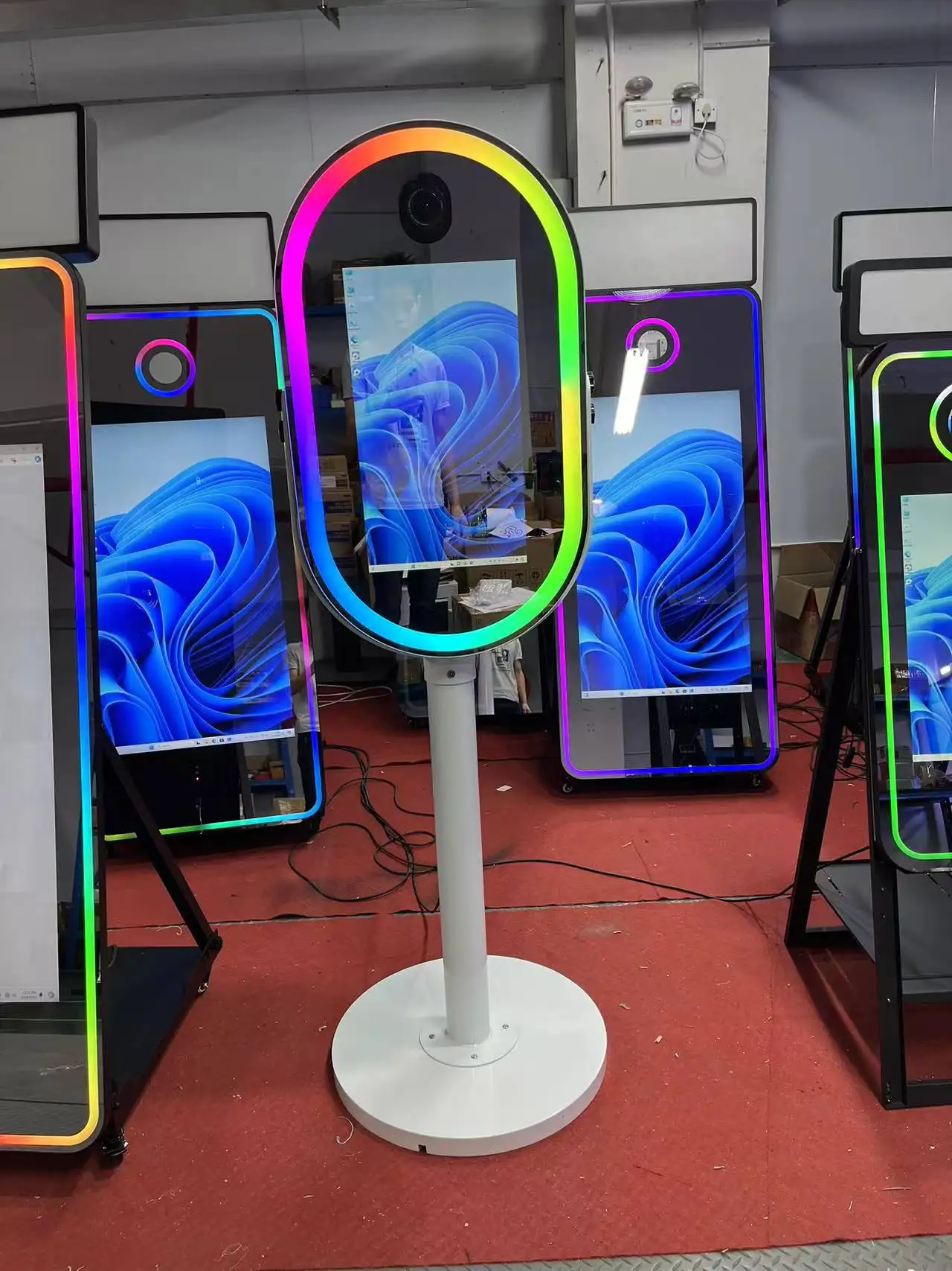 إطار Led بيضاوي لصور السيلفي البيضاوي السحري عالي الجودة مقاس 21.5 بوصة للمناسبات مع حقيبة الطيران #2