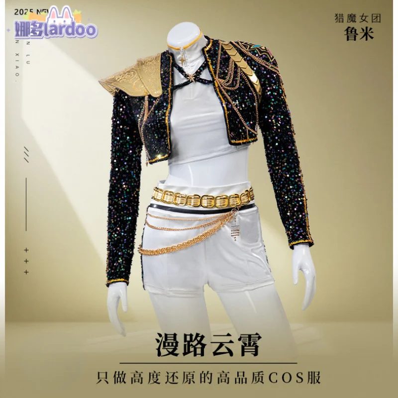 

Anime KPop Demon Hunters Rumi Cosplay Costume Wig Black Gold Stage Outfit Huntrix Uniform Halloween Party Women Girls Carnival