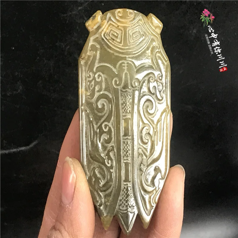 Ming and Qing dynasties, high jade, old Dong pendants, objects, old goods, jade cicada pendants