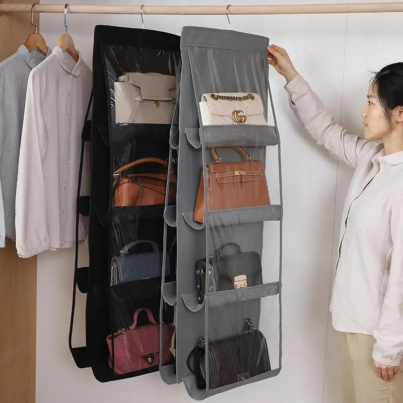 Wall-Mounted Fabric Storage Bag Home Closet Bag Organizer Rack for Handbags And Clothes No-Needle No-Thread Eco-Friendly