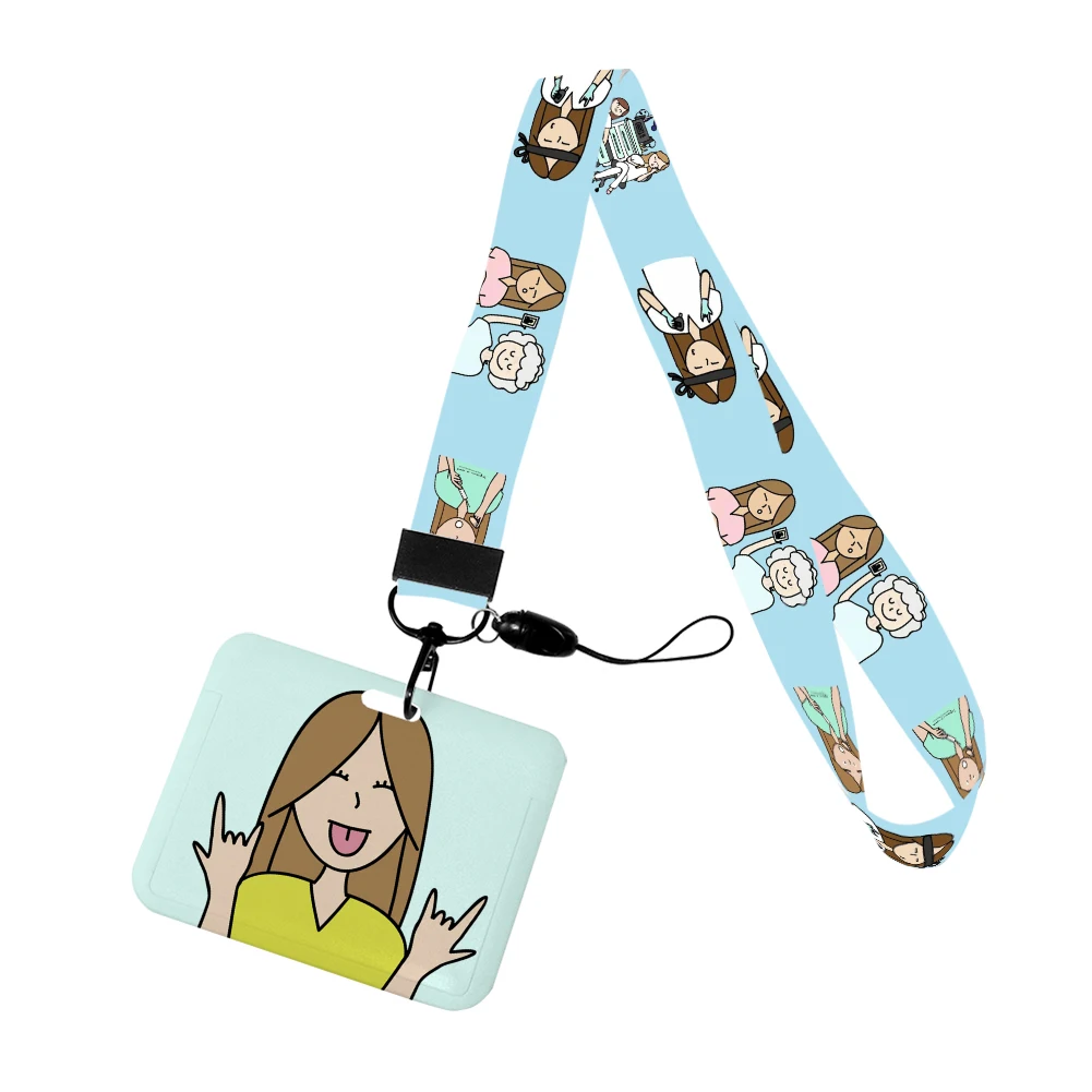 Sangle de cou de support de documents d'identification de dessin animé mignon, lanières de lariat, porte-clé, carte d'identité, passe, ULà suspendre, nouveau