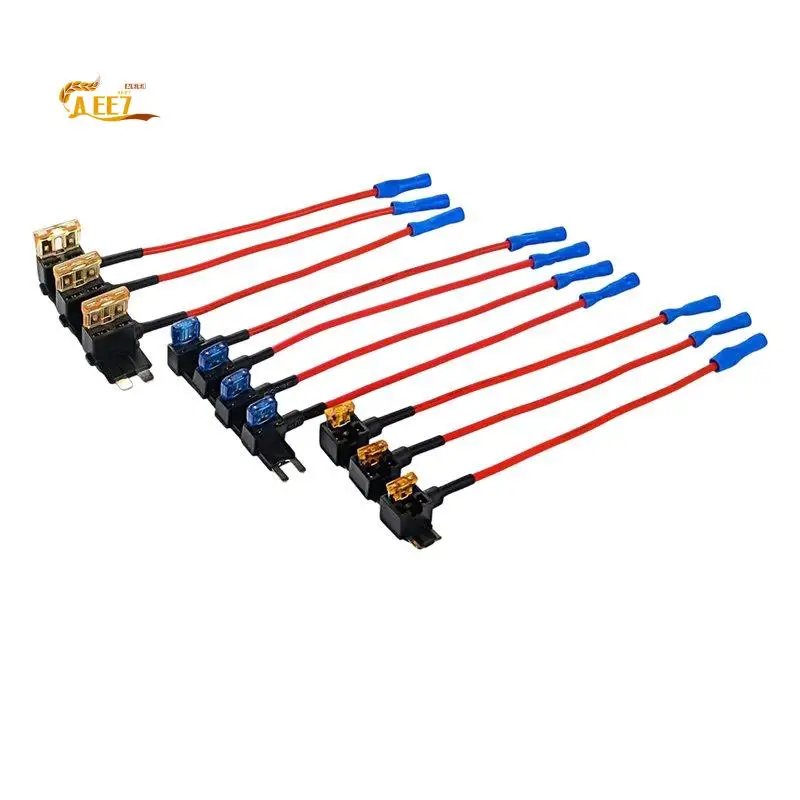 AEE7-10Pcs 12V Car Fuse Holder Add-A-Circuit Fuse Adapter With Standard Mini Tap Blade Fuse Holder Automotive Accessories