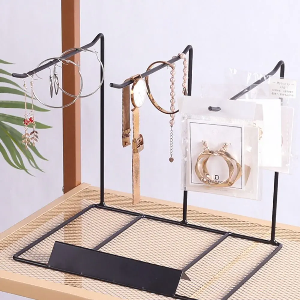 Simple Household Microlandscape Metal Earring Stand Necklace Storage Frame Jewelry Display Rack Hanging Necklace Case