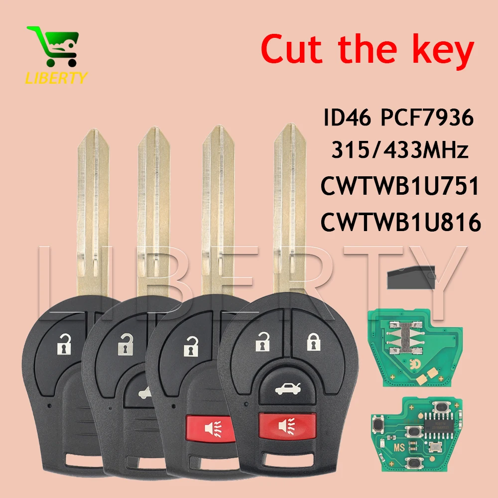 

Ly CWTWB1U751 TWB1U761 ID46Chip 315/433MHz Car Remote Key H0561-C993A For Nissan X-Trail Versa Micra Rogue Qashqai Sunny Tiida