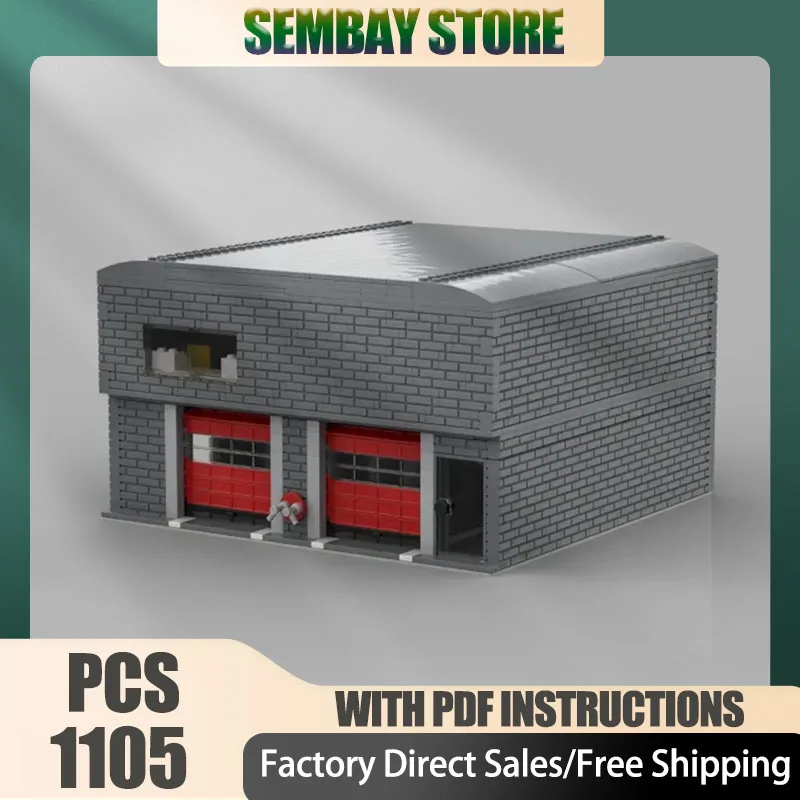 Fire Fighting Moc Building Blocks Fire Station City Street View Technical Bricks DIY Assembly Construction Toys For Holiday Gift