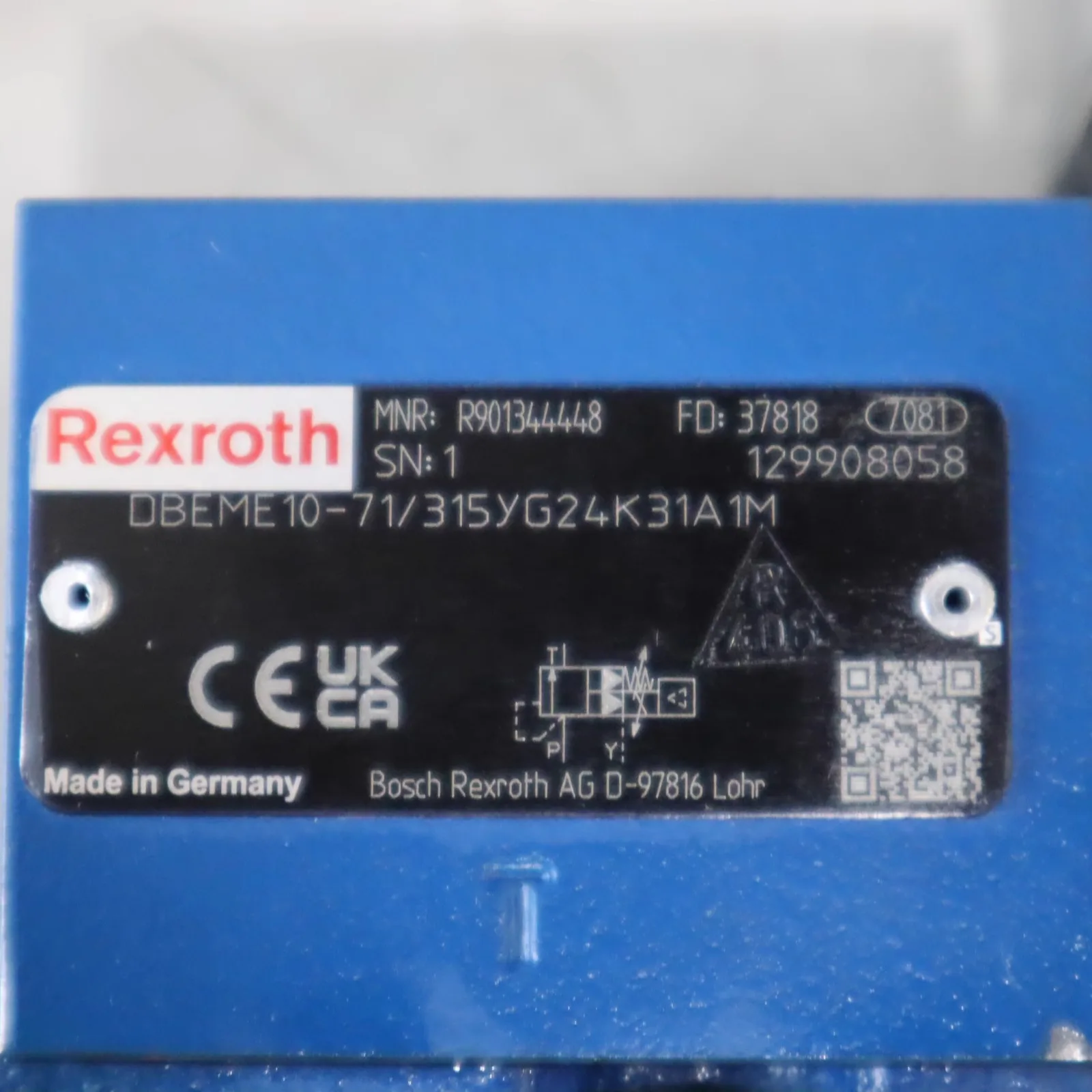 

R901344448 DBEME10-71/315YG24K31A1M German Rexroth REXROTH Proportional Valve