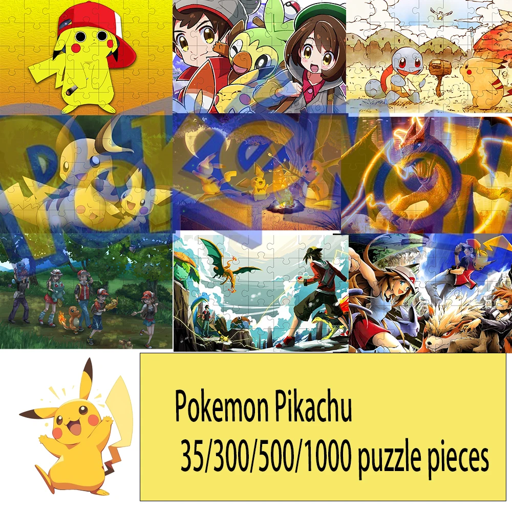 

Pokemon jigsaw puzzle Pikachu 35/300/500/1000 pieces wooden onePiece Puzzles for Adults childrenEducational Toys Gifts