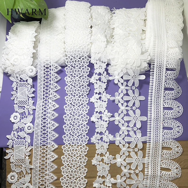 10yard Non Elastic Lace Fabric Ribbon Diy New Unilateral Water-Soluble Embroidery Milk Silk Sewing Trim Bar Code Skirt Clothing