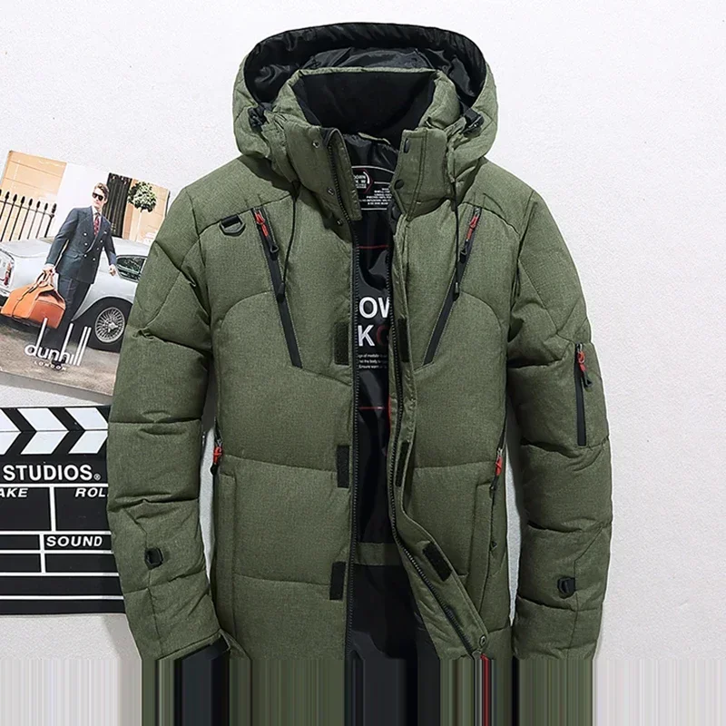 Winter Mens Down Jacket High-quality White Duck Down Coat -20 Degree Windproof Jacket Men Hooded Casual Warm Thick Down Parkas