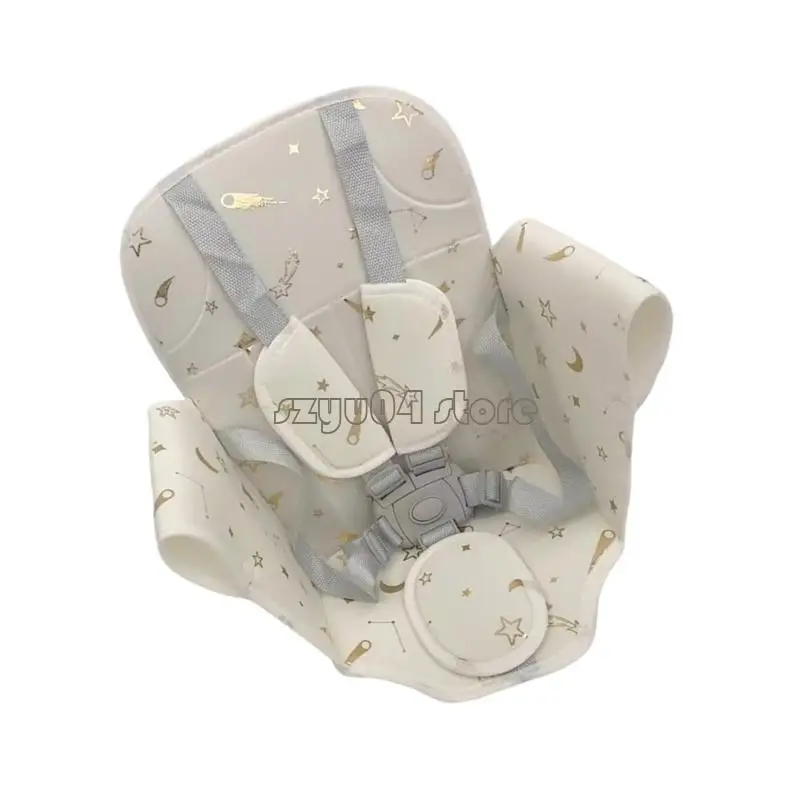 

4X7D Lovely Star Moon Print Cushion for Kids with Five-Point Harness Design for Outdoor Adventures in Strollers