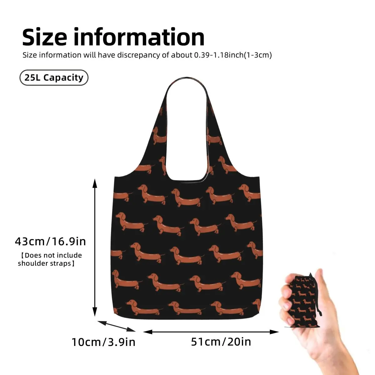 Sausage Dog Puppy Funny Dachshund Shopping Tote Bag Canvas Large Capacity Shoulder Bags Shopper Grocery Handbag for Women