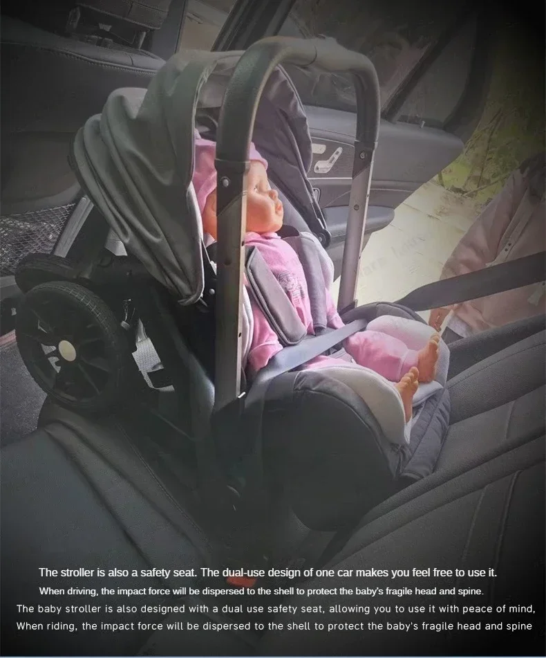 EU auf Lager 4In1 Kinderwagen, multifunktionaler Kinderwagen faltbar mit Autositz Babyautowagen tragbarer Kinderwagen 3in1 – Detail 8