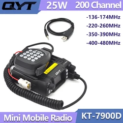 QYT-Mini Rádio Móvel, Quad Band, 25W, Quad Standby, Radioamador, Longa Distância, KT-7900D, 136-174, 220-260, 350-390, 400-480MHz, FM, 200CH