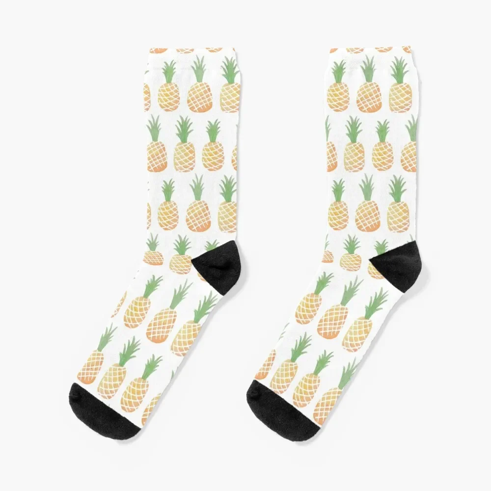 

Watercolor Pineapple, Tropical Vibes Socks cotton colored custom with print Men's Socks Luxury Women's