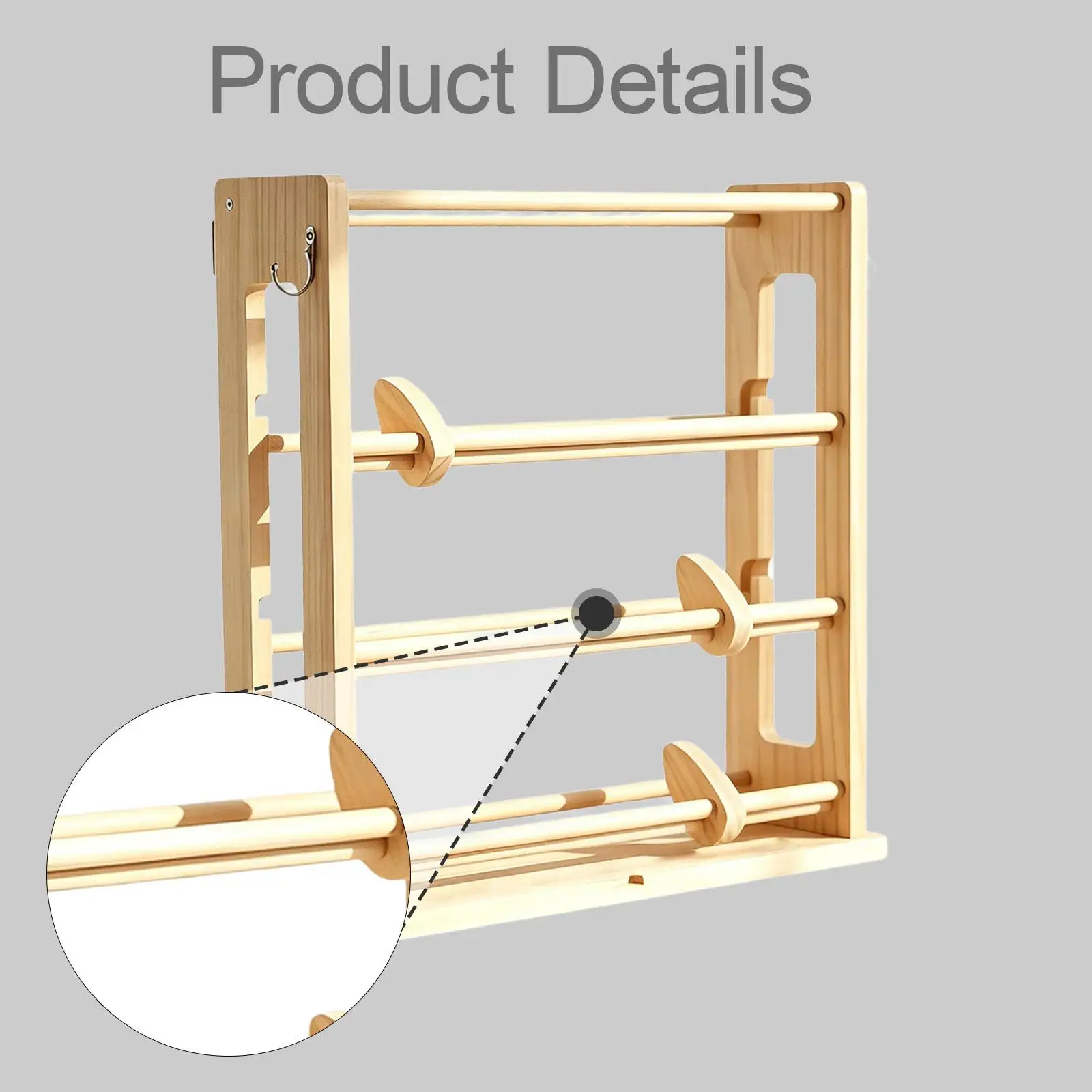 Wooden Ribbon Organizer Ribbons Spool Holder, Durability, Multifunction Ribbons Rack Craft Ribbon Organizer Storage