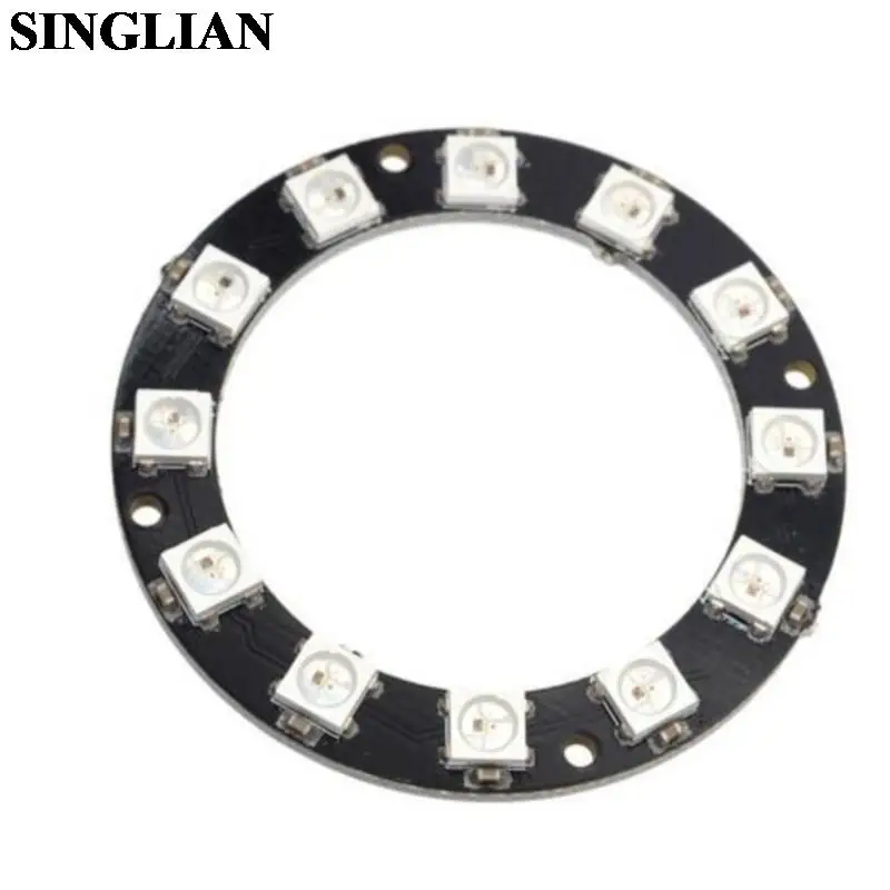 12-Bit Ws2812 5050 Rgb Led Licht Ingebouwde Full Colored Drive Intelligente Ontwikkeling Board Ronde Ring Module 12 Led Lamp Kraal