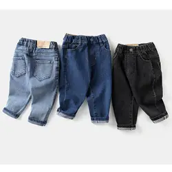 2025 Autumn Children Young Boys Pants Denim Stretch Solid Versatile Kids Boys Trousers Pocket Loose Mid Waist Toddler Boys Jeans