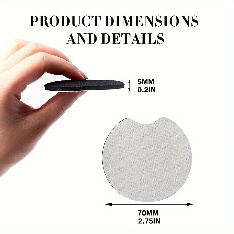 10PCS Neoprene Sublimation Blank Car Coasters, Circular Opening Blank Sublimation Coasters For Thermal Sublimation DIY Crafts