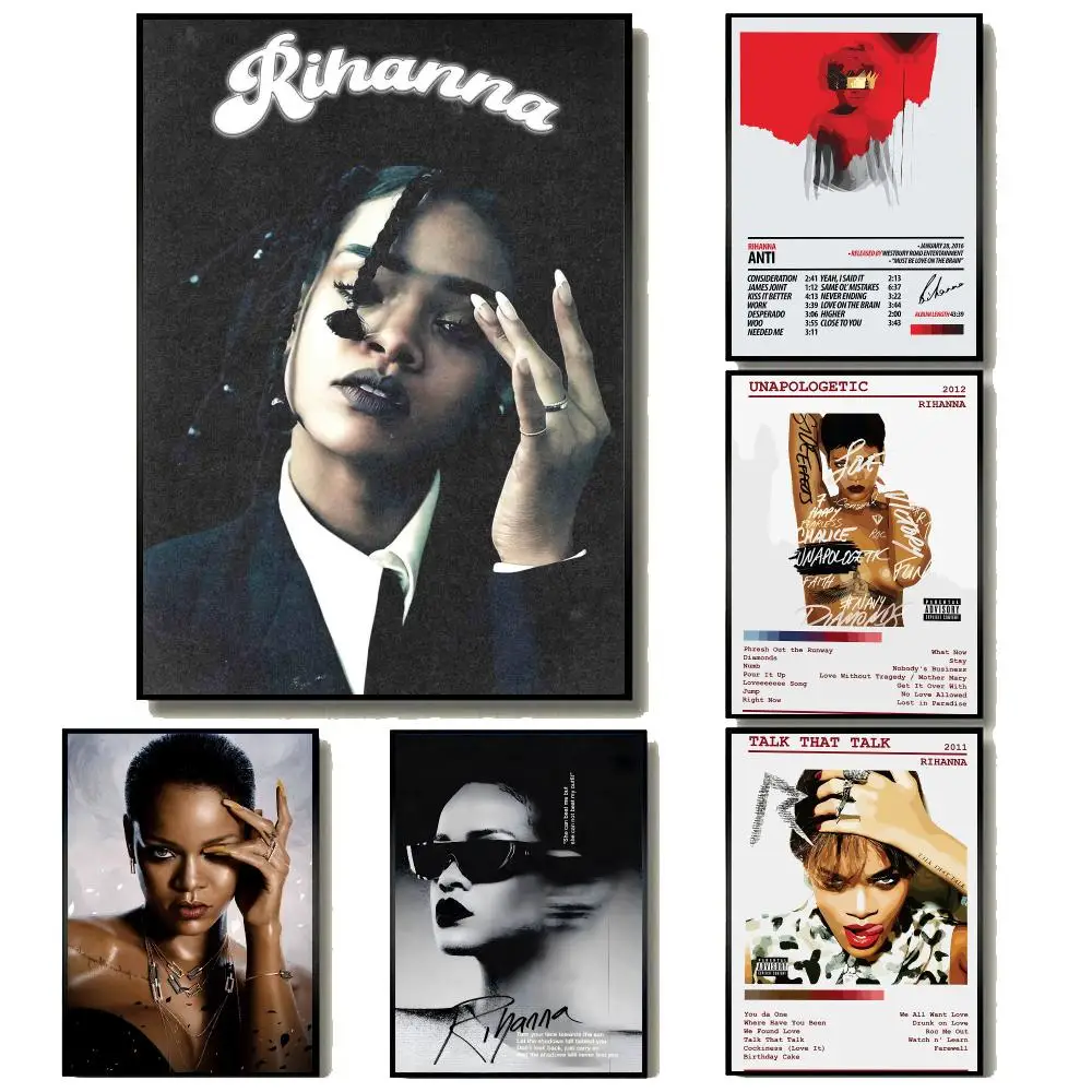 Singer R-Rihanna Music Poster Modern Minimalist Wall Art Prints for Home Decor Interior Bedroom Living Room