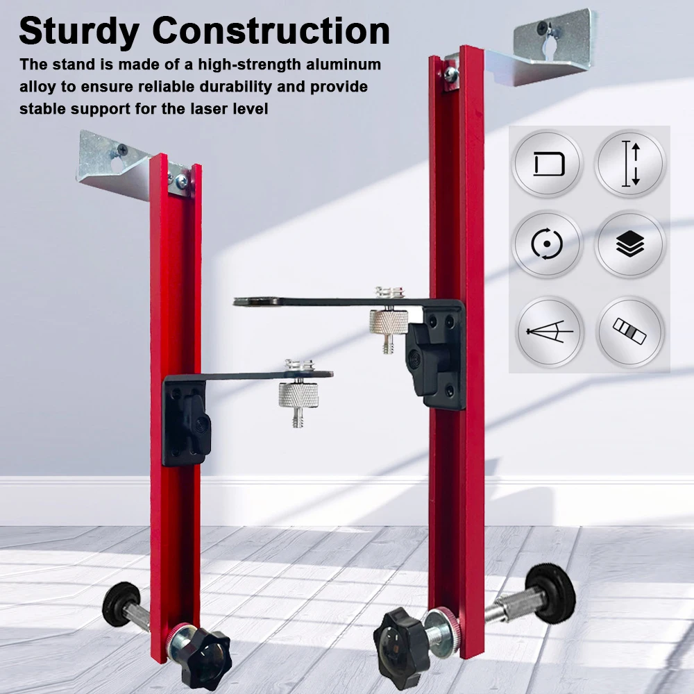 Stable Mounting Aluminum Alloy Construction Adjustable Laser Level Bracket with Universal Adapter Accessory 4 Optional