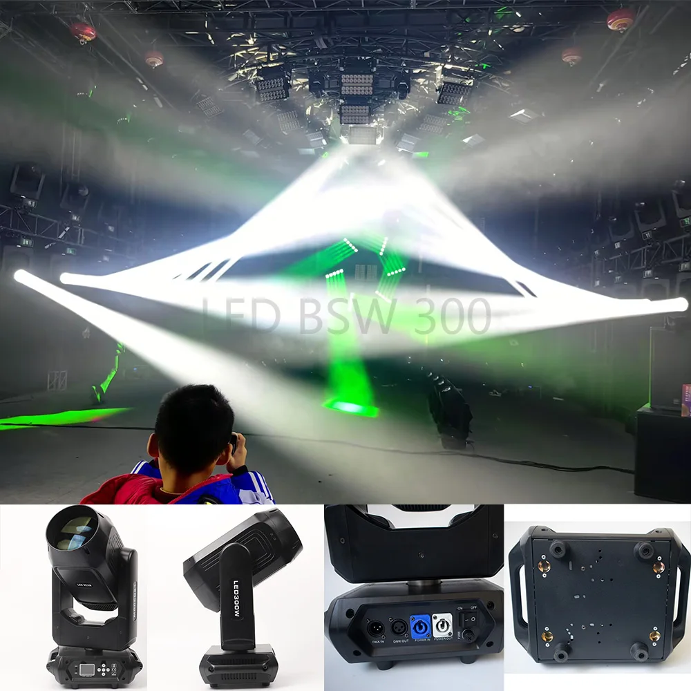 led beam wash moving head light 3in efeito de feixe efeito arco iris cores geada bsw 300w 01