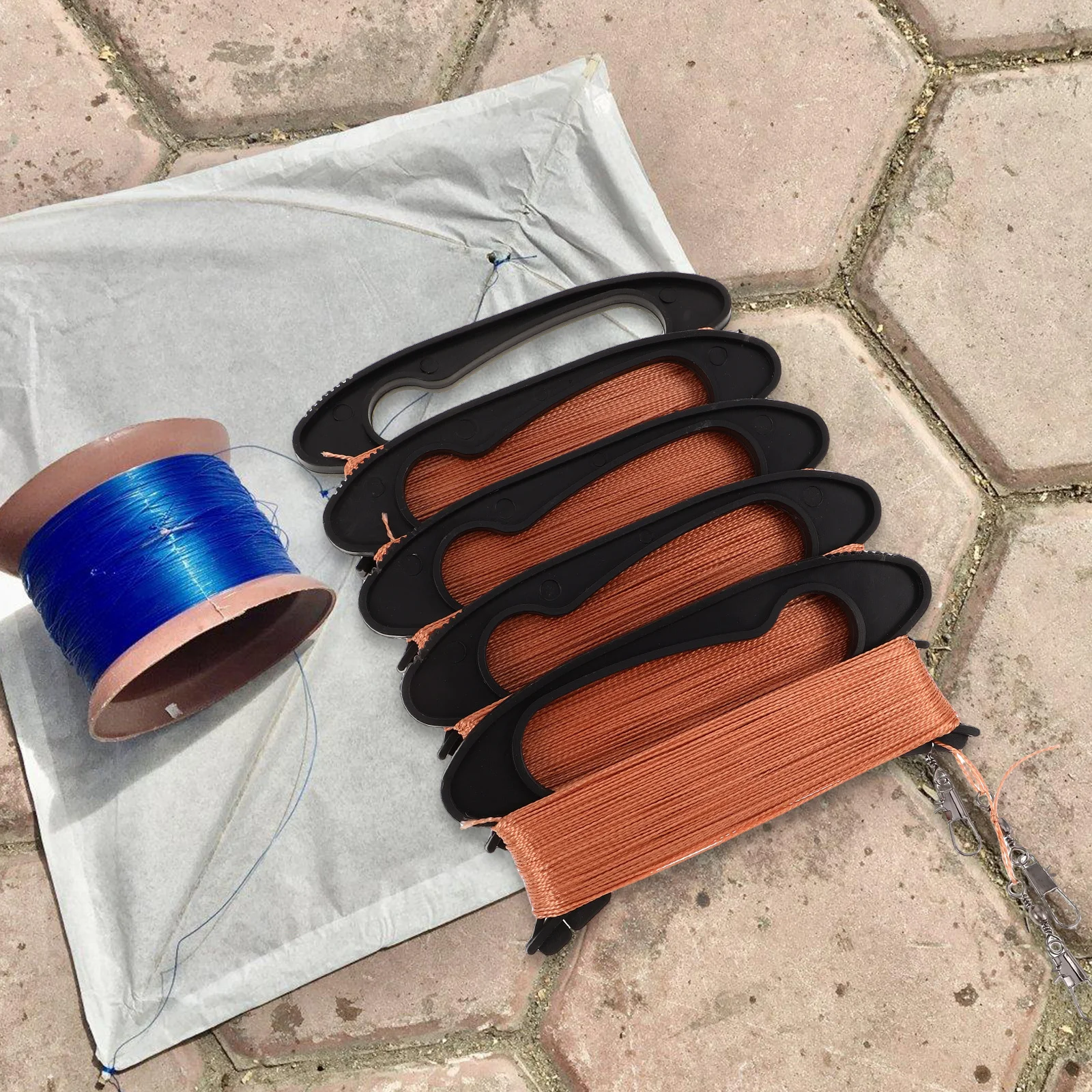 

5Pcs Kite Line Reel Compact Bright Color Grooved Handle Quick Connect Clips for Outdoor Kite Flying Accessories
