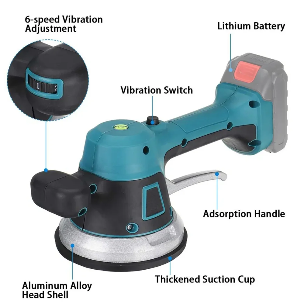 Cordless Tiling Tiles Machine Tiles Vibrator Suction Cup 6 Speed Automatic Floor Vibrator Leveling Tools For Makita 18V Battery