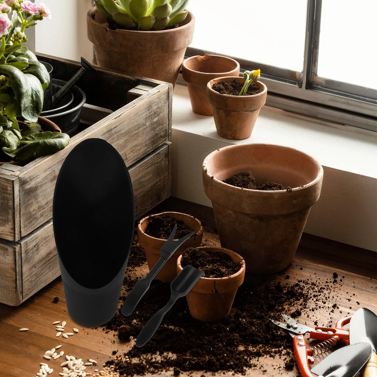 1Set Gardening Tools Set Succulent Care Compact Stainless Steel Plastic Small Shovel Hand Tools for Soil Digging Transplanting
