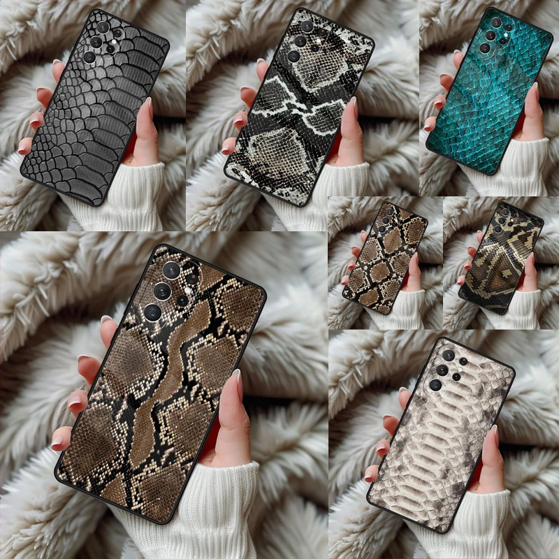 Snake skin texture Fashion Phone Case For Samsung Galaxy S24 S25 S26 Ultra S22 S23 Plus S21 S20 FE Note10 TPU Cover