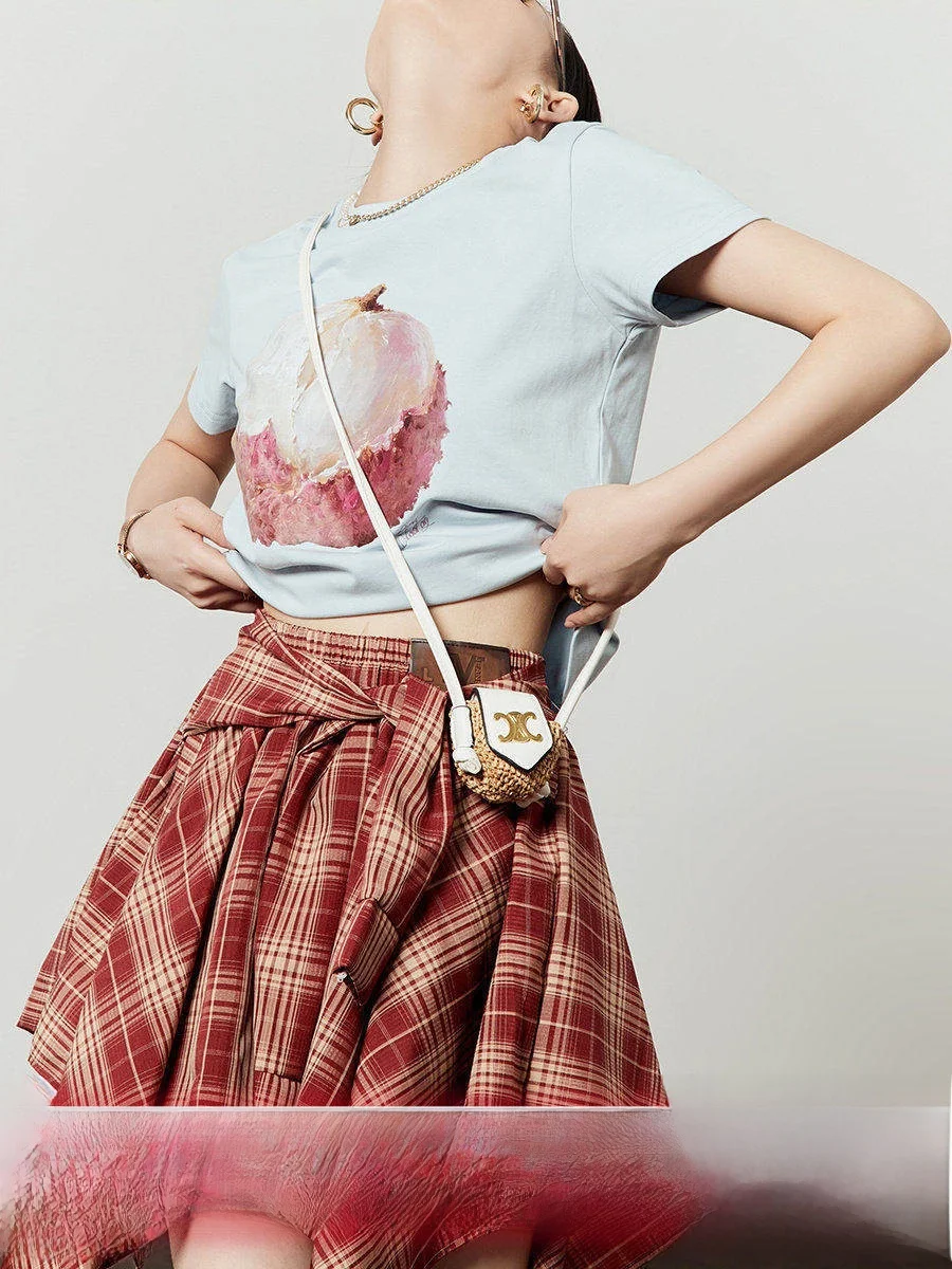 

Blue Blue T-irt Loose ort Sve round Ne Printed Casual Summer New Sle Women's Top Comfortable Breathable Moistu...