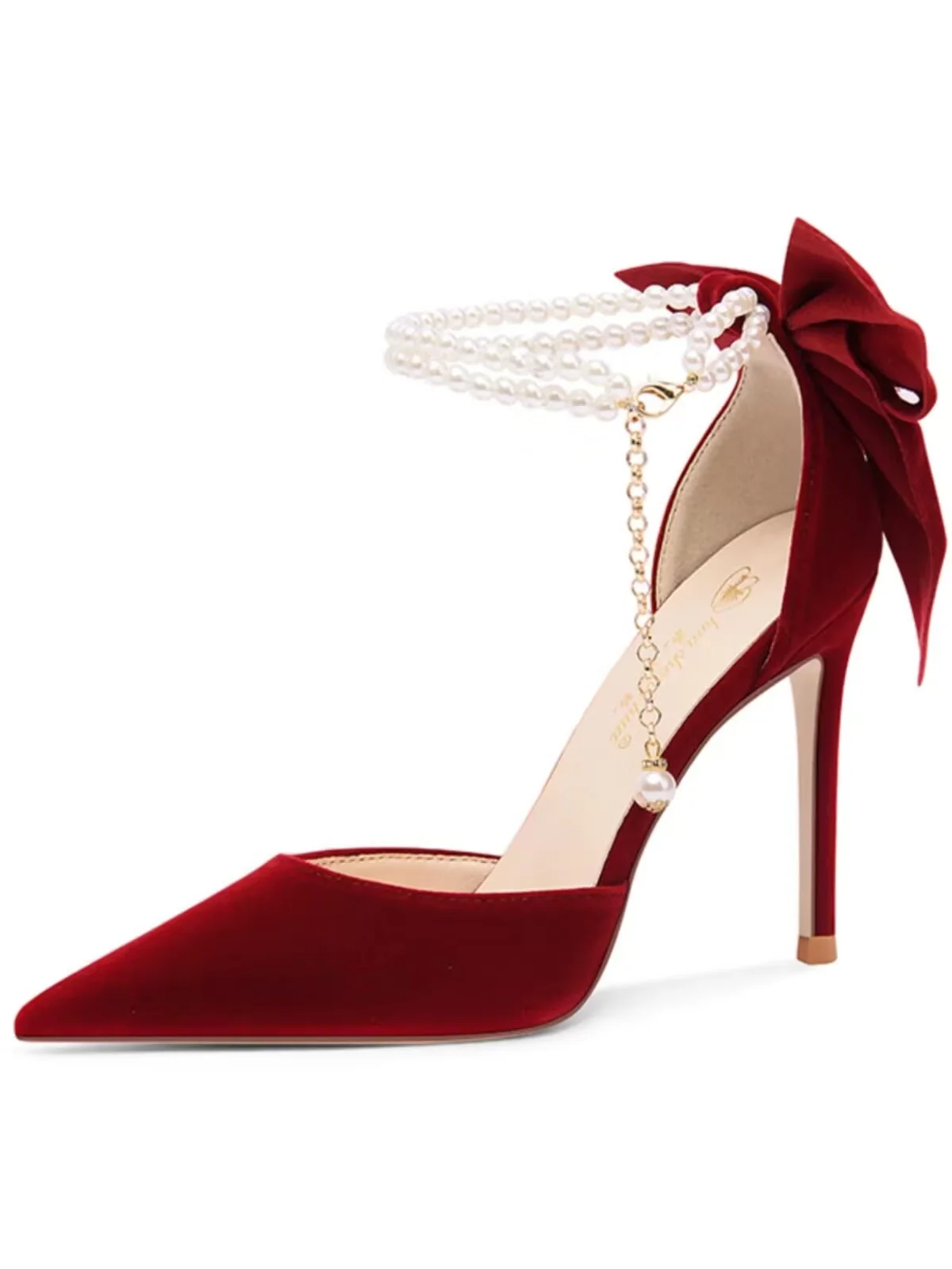 

New Women Pumps Thin Heel Hollow Sandals Pearl Butterfly Pointed Toe High Heels Women Luxury Elegant Wedding Shoes Bride