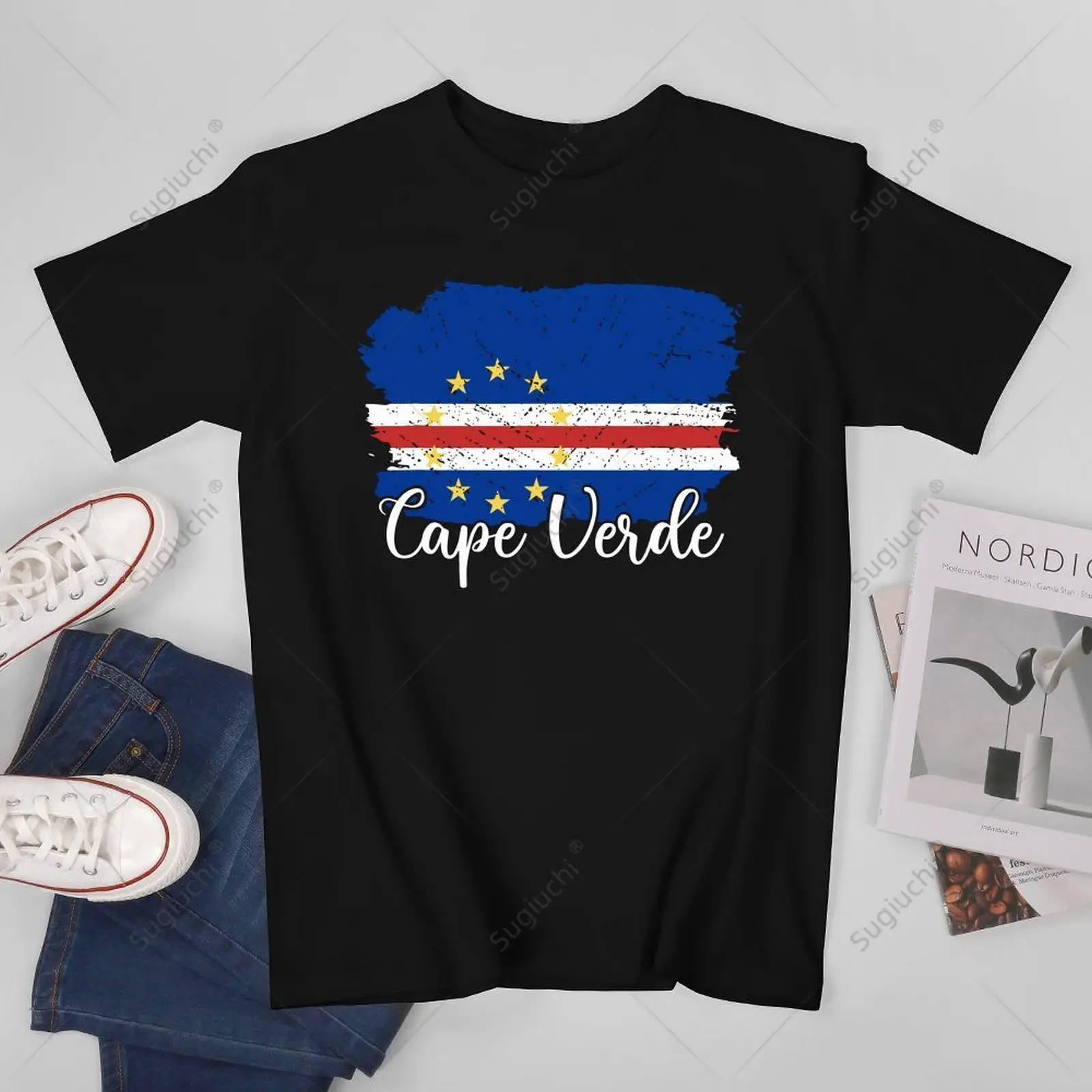 Unisex Men Cape Verde Flag Cape Verde Cape Verde Tshirt Tees T Shirts Women Boys 100% Cotton T-Shirt