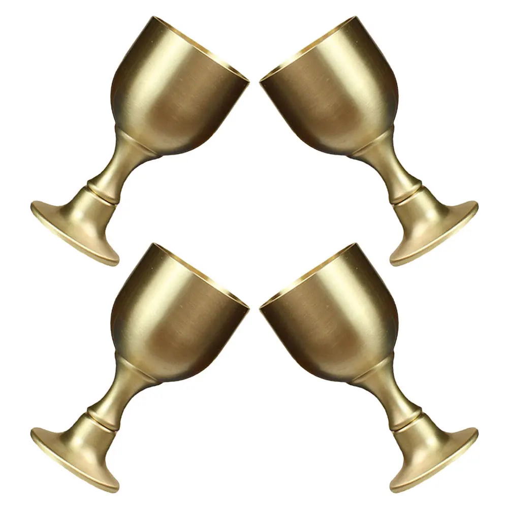 

4Pcs Medieval Goblet Chalice Cup Copper Alloy Drinkware Vintage Design for Wedding Ceremony Banquet Table Decoration Gift