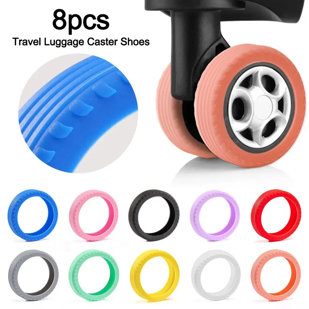 8Pcs Suitcase Wheels Protection Cover Reduce Wheel Wear Luggage Trolley Box Caster Shoes Silicone Wheels Protector Parts Axles