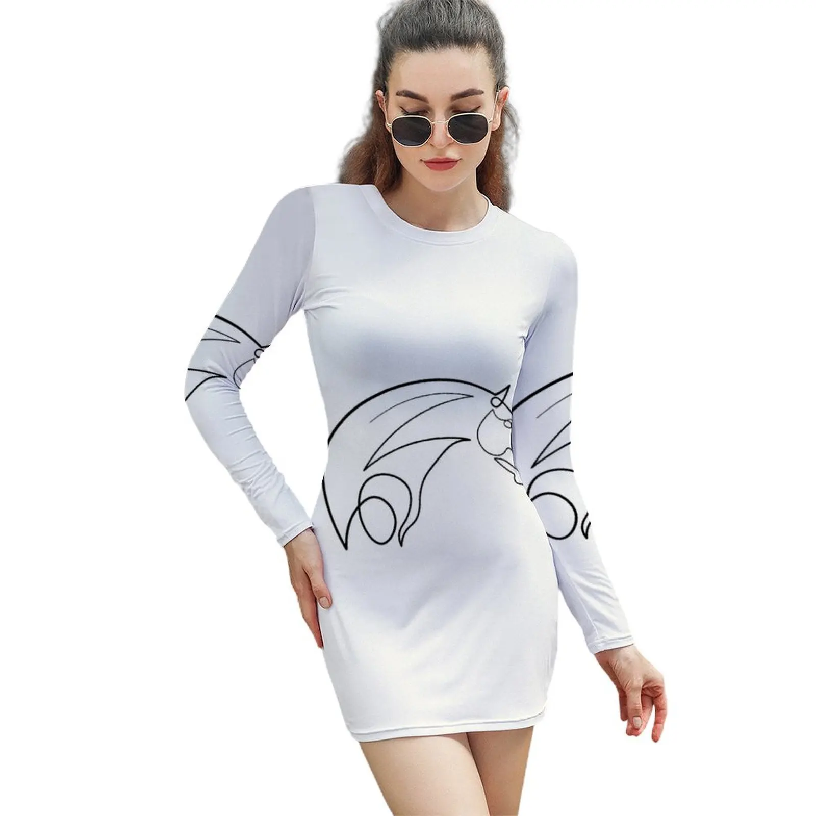 

Horse one line art Long-Sleeved Sheath Dress beach dress clothes for women Dresses gala